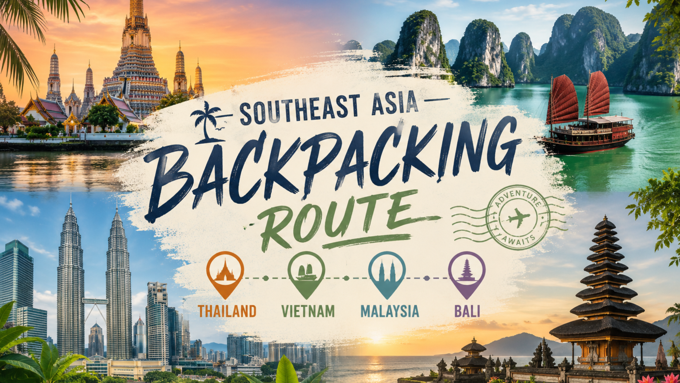 Southeast Asia Backpacking Route: Thailand Vietnam Malaysia Bali